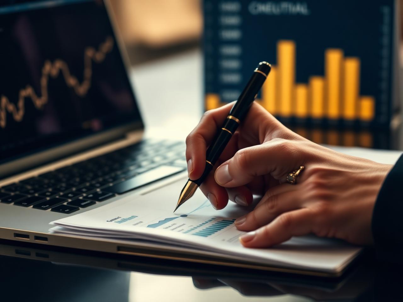 Executive drafting a business plan and financial model